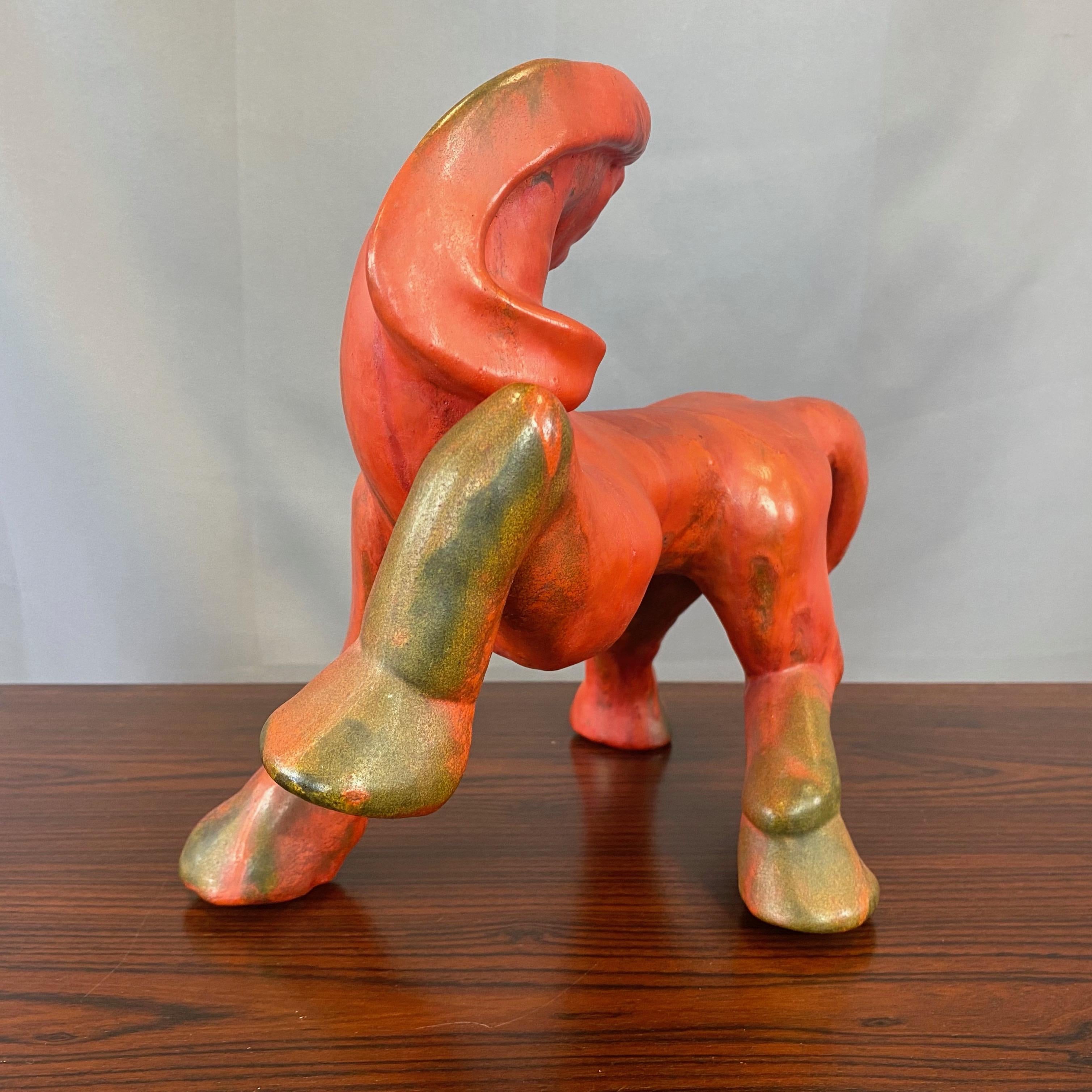 German Kurt Tschörner for Ruscha “Vulkano” Glazed Ceramic Horse, 1960s For Sale