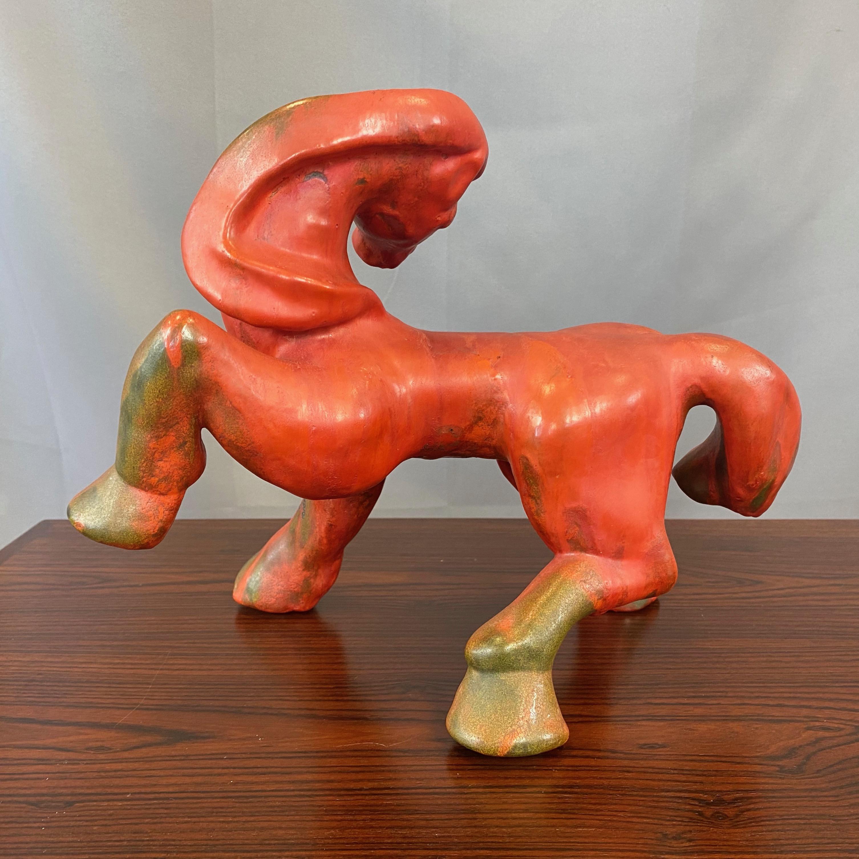 Kurt Tschörner for Ruscha “Vulkano” Glazed Ceramic Horse, 1960s In Good Condition For Sale In San Francisco, CA