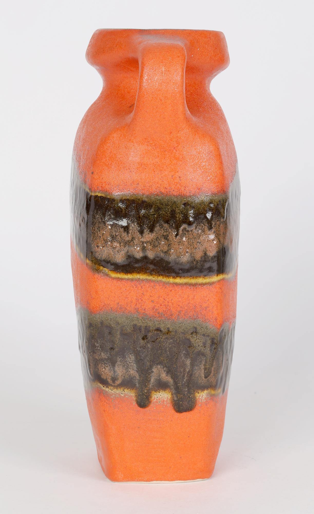 Kurt Tschrner - Vase en poterie d'art émaillée orange Rusha du milieu du siècle dernier en vente 6