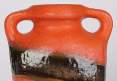Kurt Tschörner Mid-Century Rusha Orange Glazed Art Pottery Vase