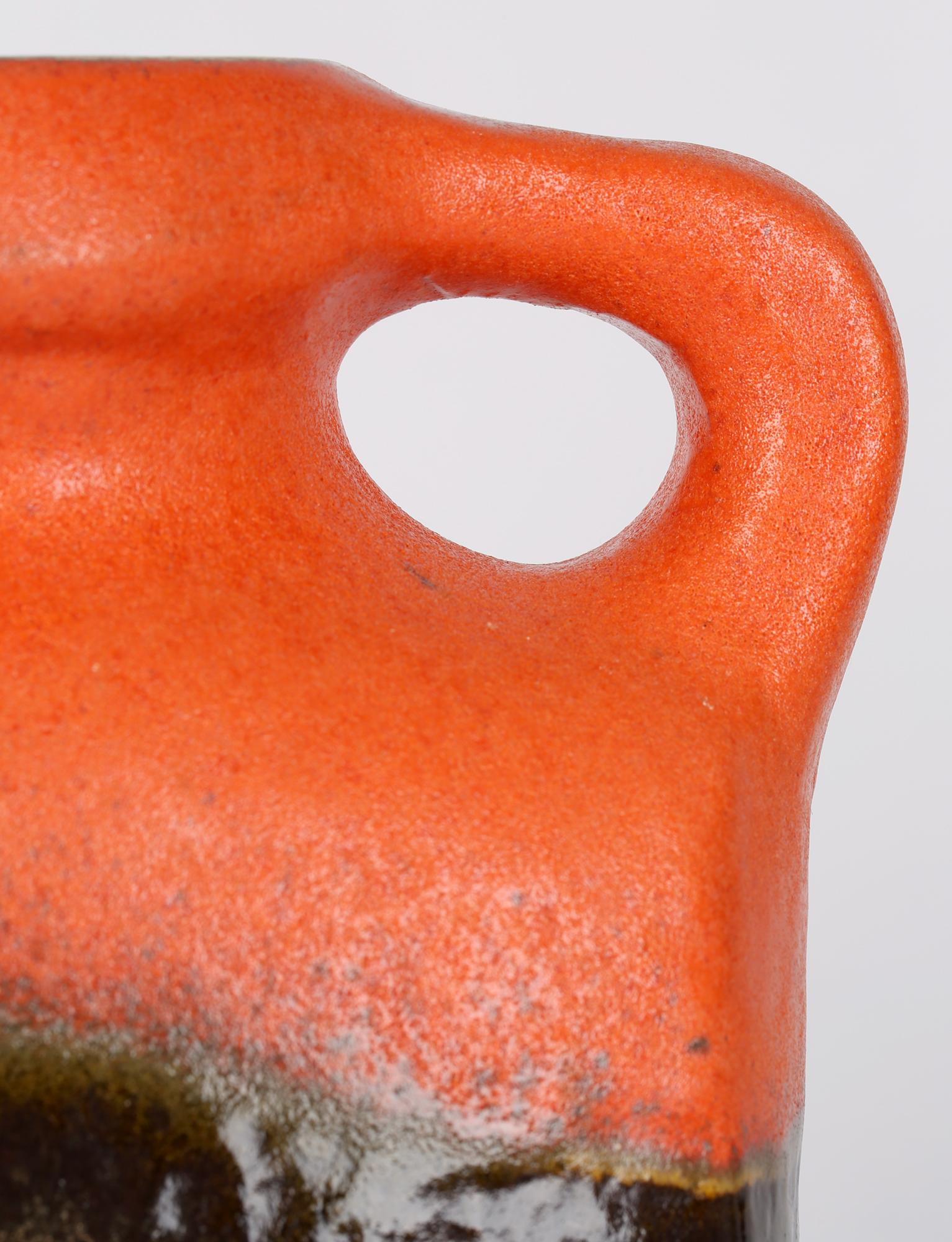 Allemand Kurt Tschrner - Vase en poterie d'art émaillée orange Rusha du milieu du siècle dernier en vente