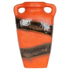 Kurt Tschörner Mid-Century Rusha Orange Glazed Art Pottery Vase
