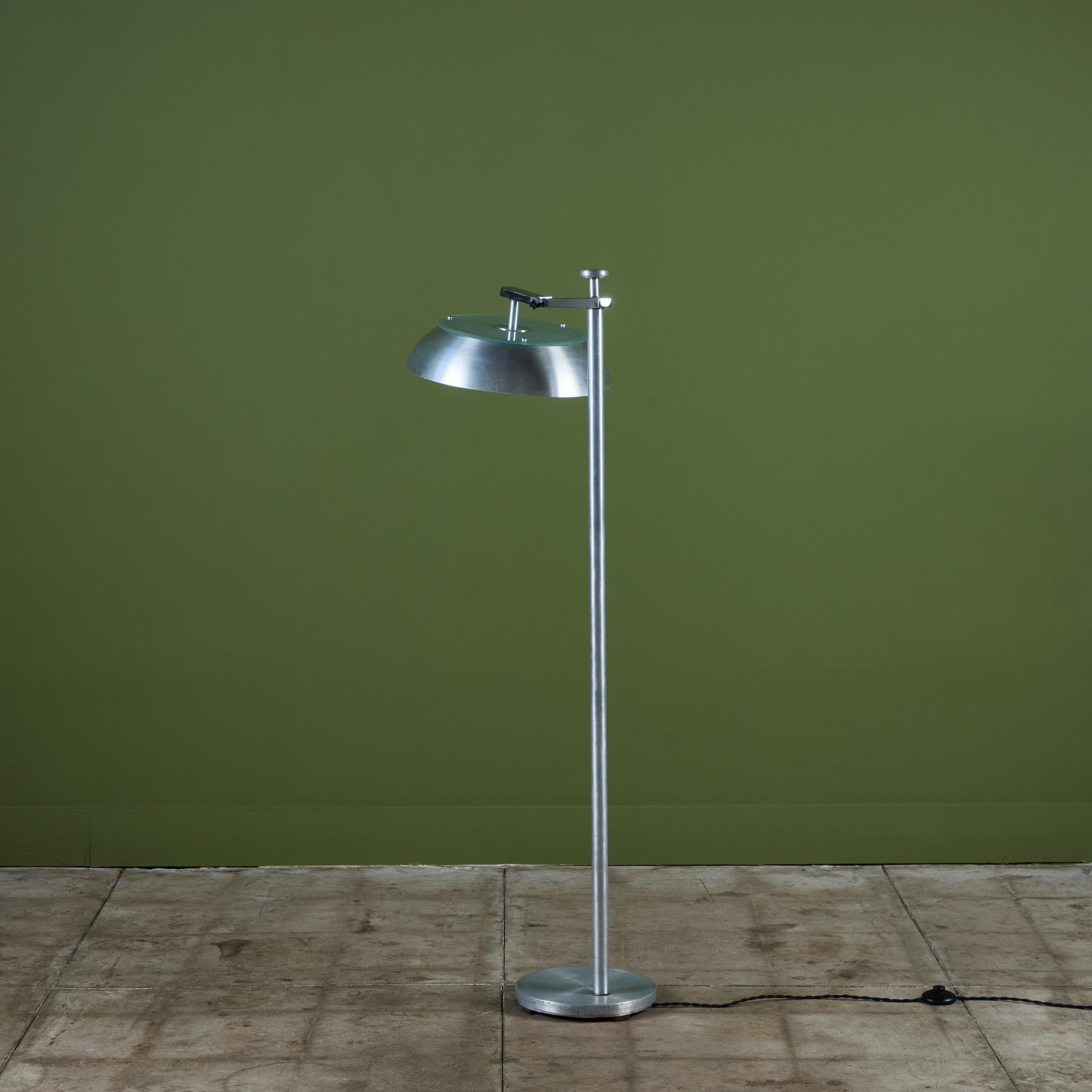 Kurt Versen Aluminum Flip-Top Floor Lamp In Good Condition In Los Angeles, CA