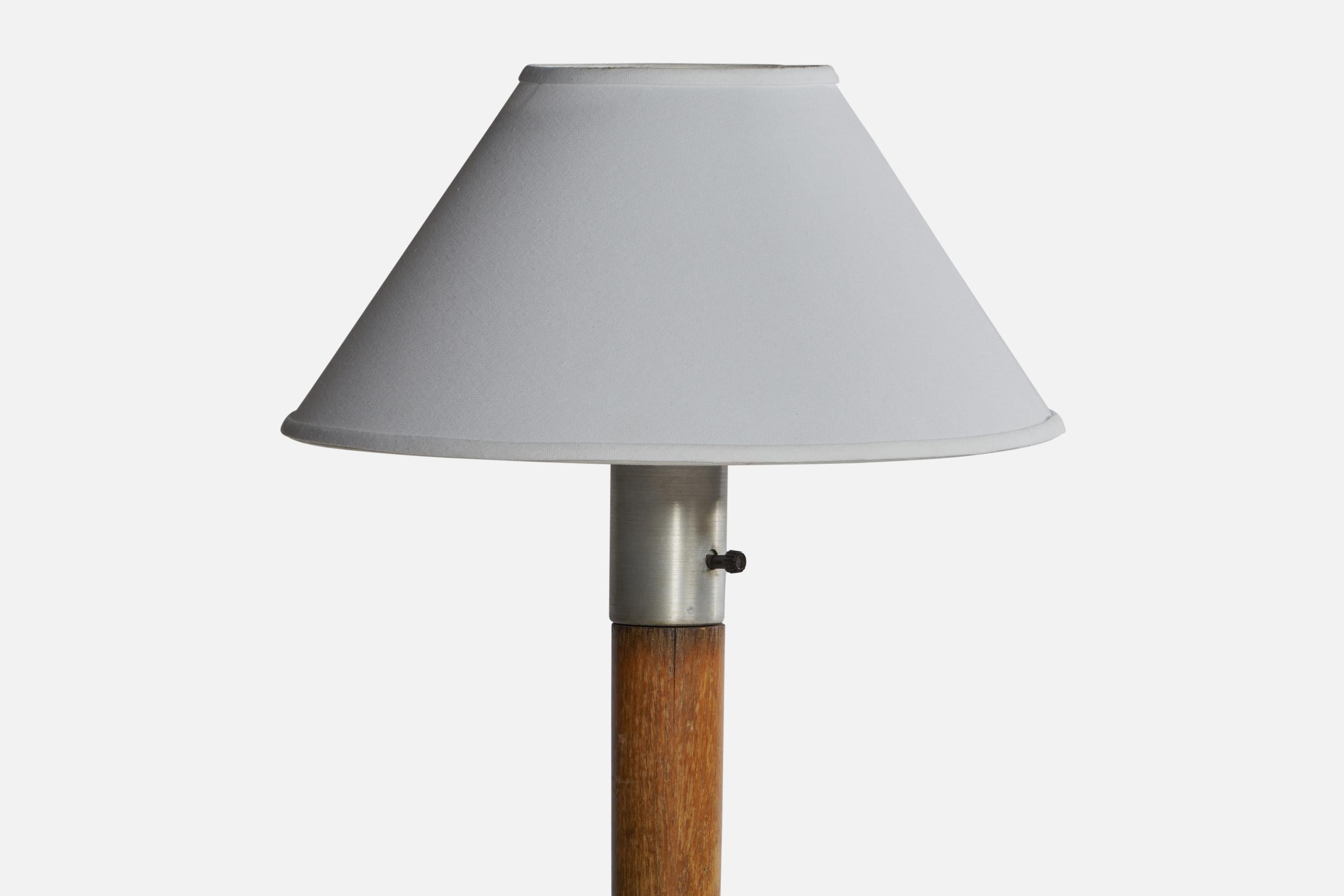 Mid-Century Modern Kurt Versen, Floor Lamp, Oak, Steel, Fabric, USA, 1940s For Sale