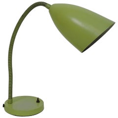 Kurt Versen Mid-Century Modern Chartreuse Cone Gooseneck Desk Lamp