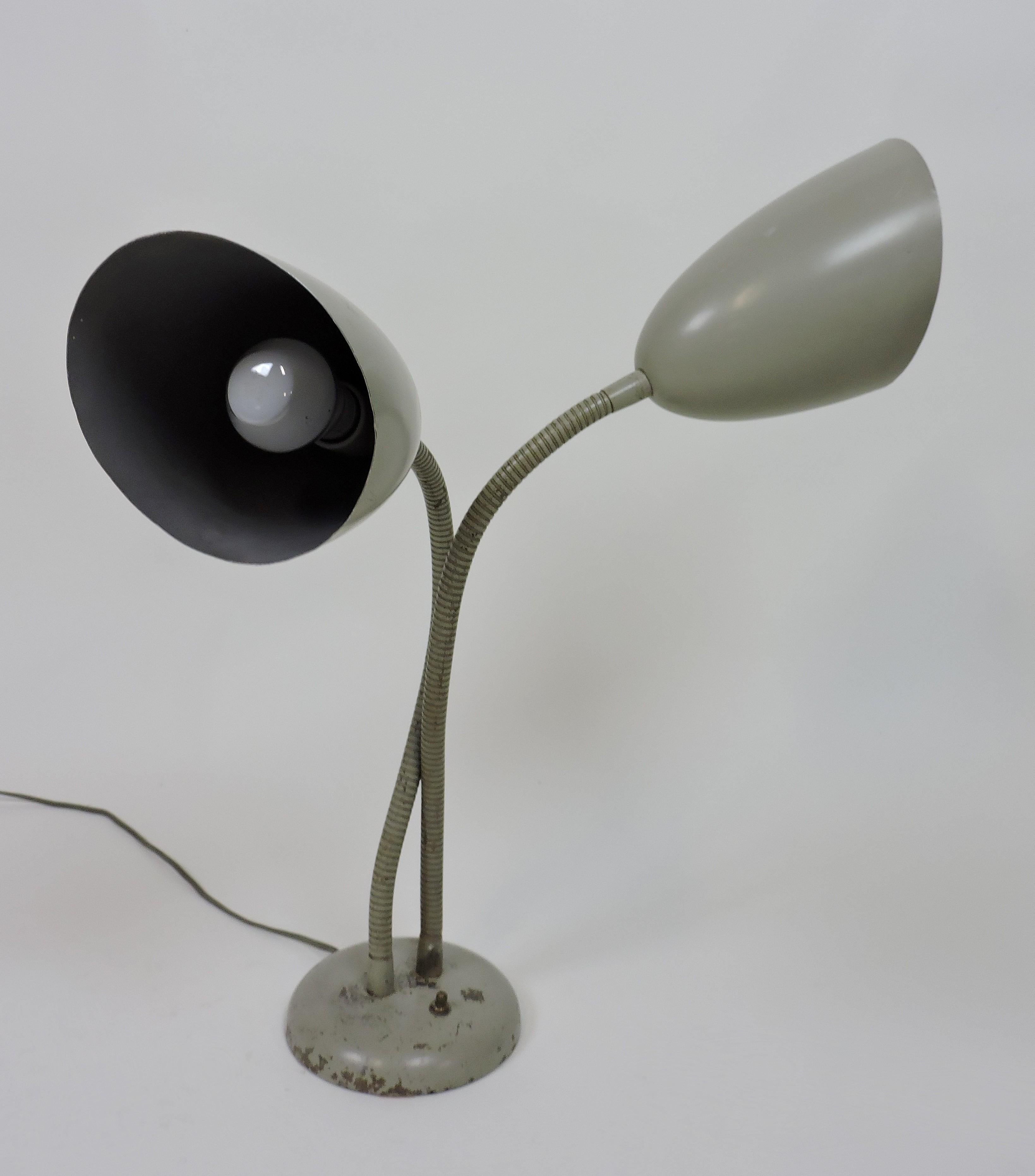 Kurt Versen Mid-Century Modern Double Cone Gooseneck Desk Lamp 4