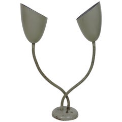 Vintage Kurt Versen Mid-Century Modern Double Cone Gooseneck Desk Lamp