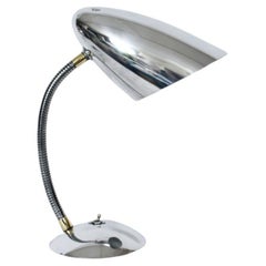 Kurt Versen Style Gooseneck Polished Aluminum Cone Shade Desk Lamp, C. 1950
