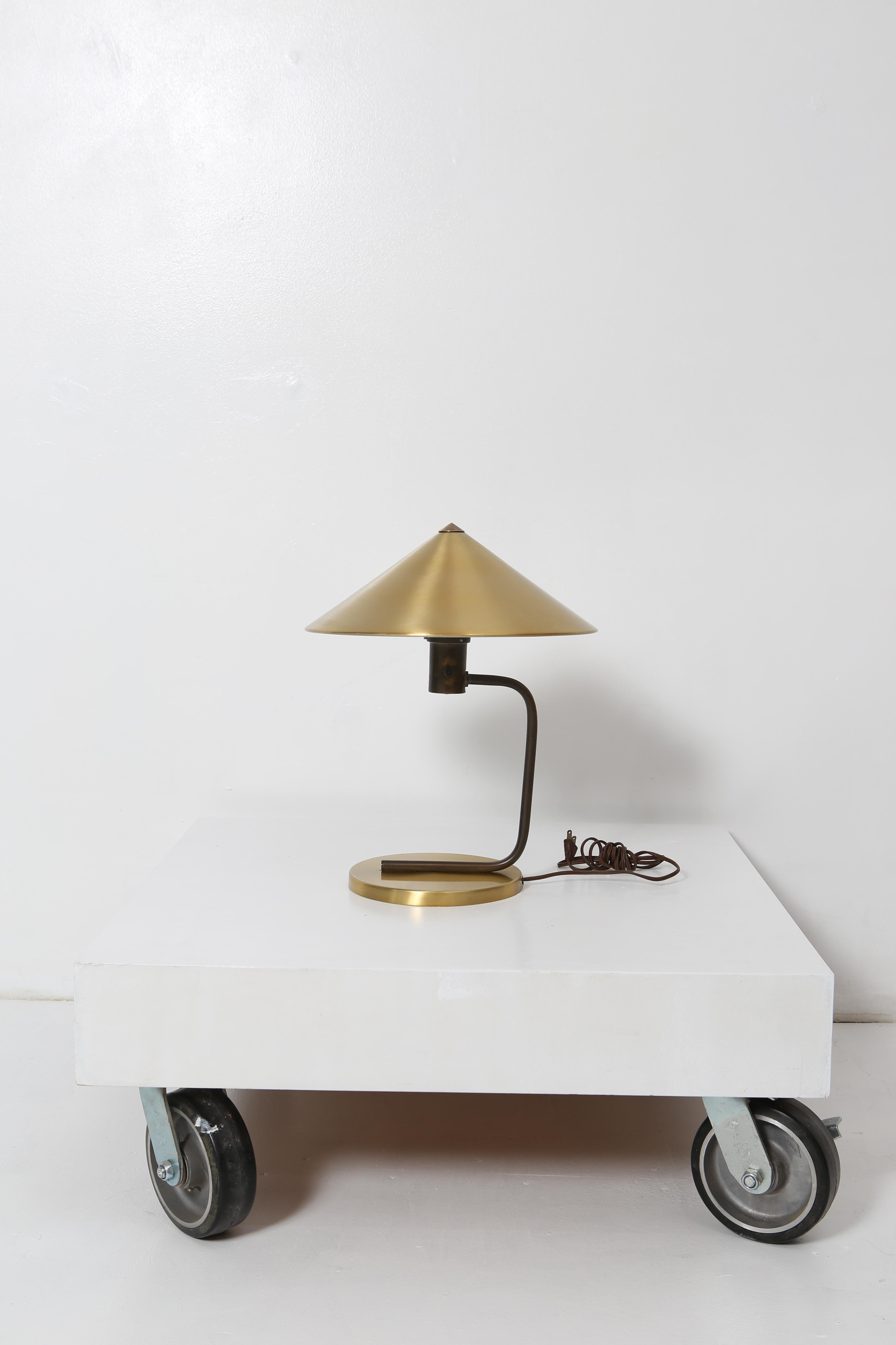 Machine Age Art Deco Brass Table Lamp, Kurt Versen 1930s  For Sale