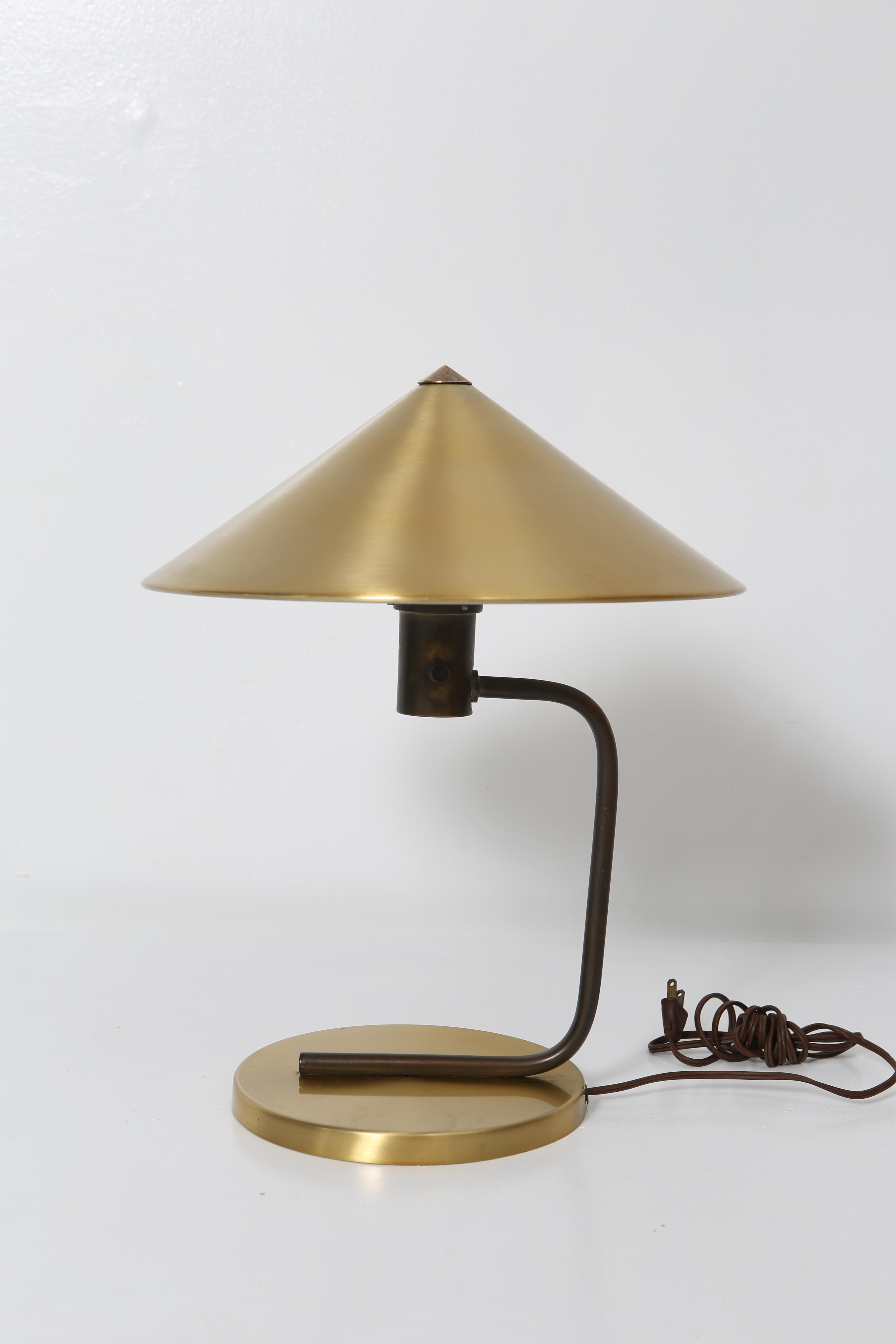 American Art Deco Brass Table Lamp, Kurt Versen 1930s  For Sale