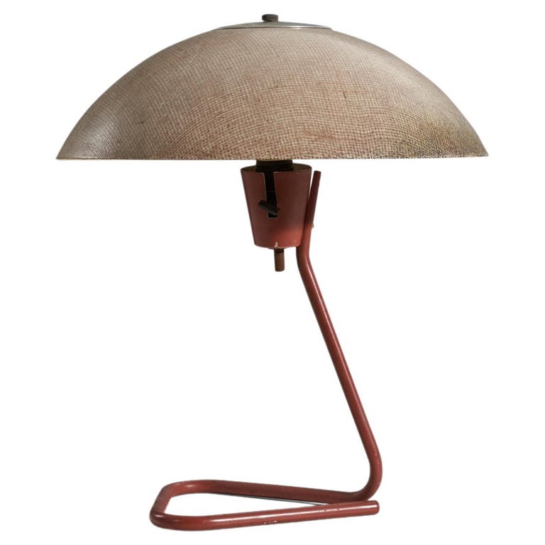 Kurt Versen, Table Lamp, Lacquered Metal, Fiberglass, United States, 1950s For Sale