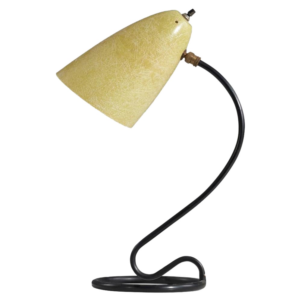 Kurt Versen, Table Lamp, Metal, Brass, Fiberglass, United States, 1950s For Sale