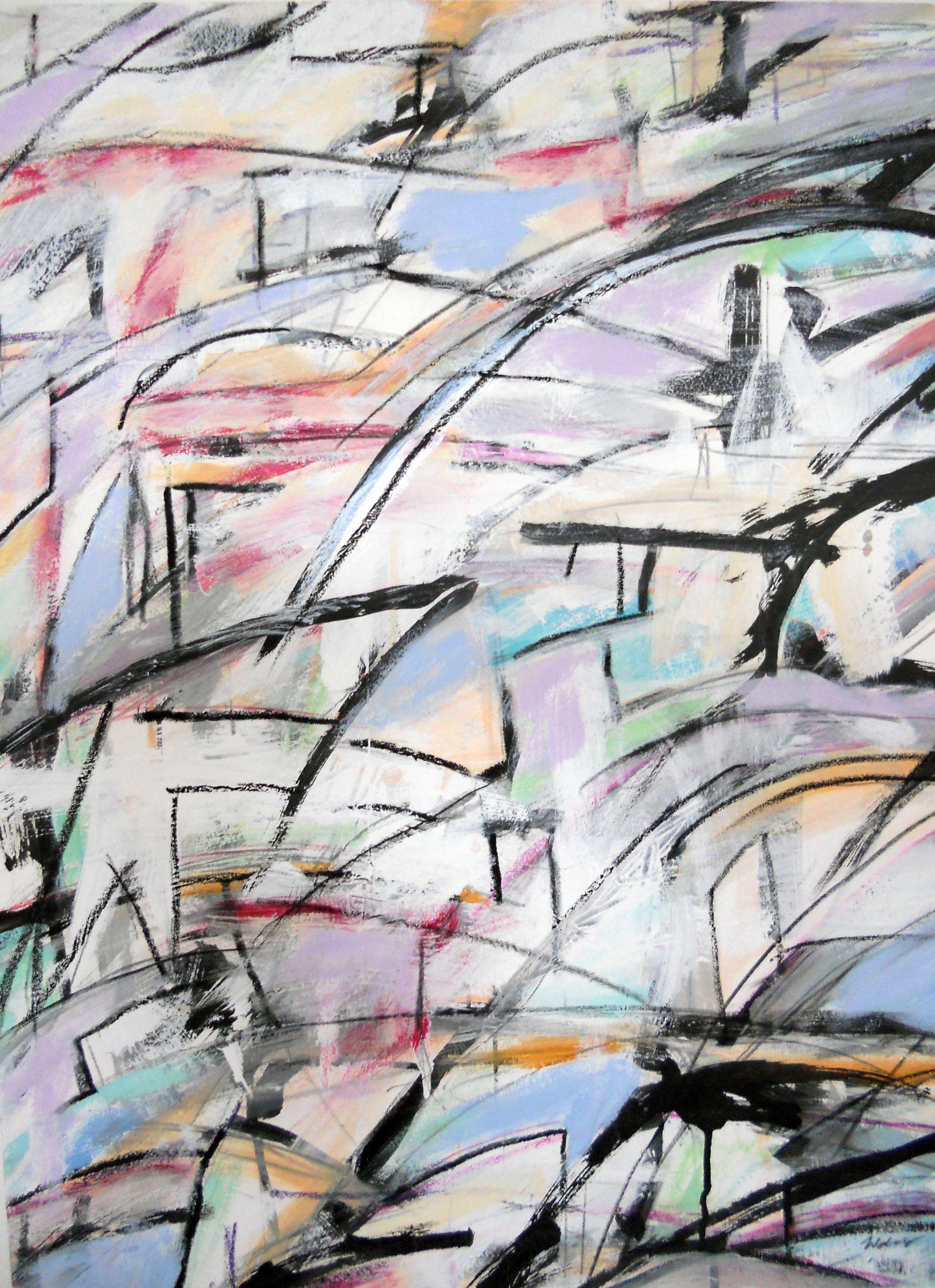 the city, 9-3-11, Mixed Media on Paper - Abstract Expressionist Mixed Media Art by Kurt Waldo