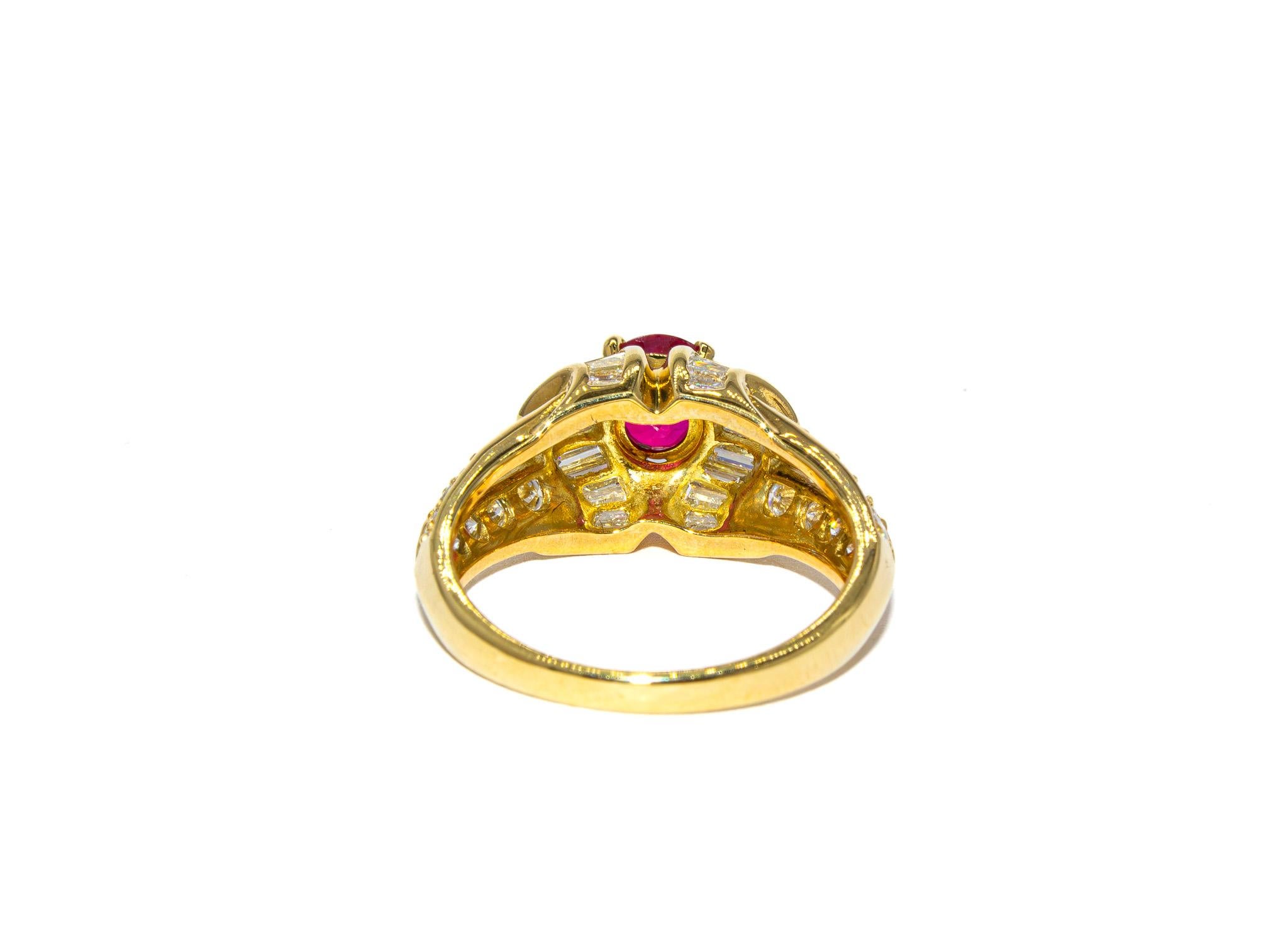 Kurt Wayne 0,54 Karat runder Rubin und Diamant-Cocktailring (Rundschliff) im Angebot