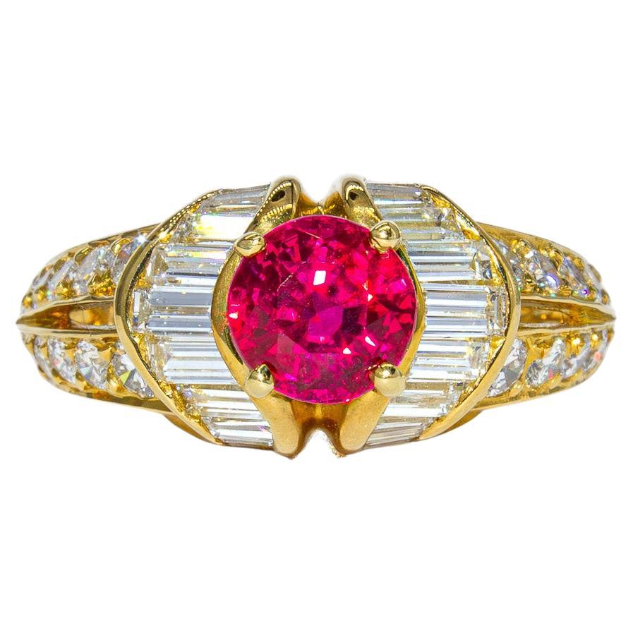 Kurt Wayne 0.54 Carat Round Ruby and Diamond Cocktail Ring