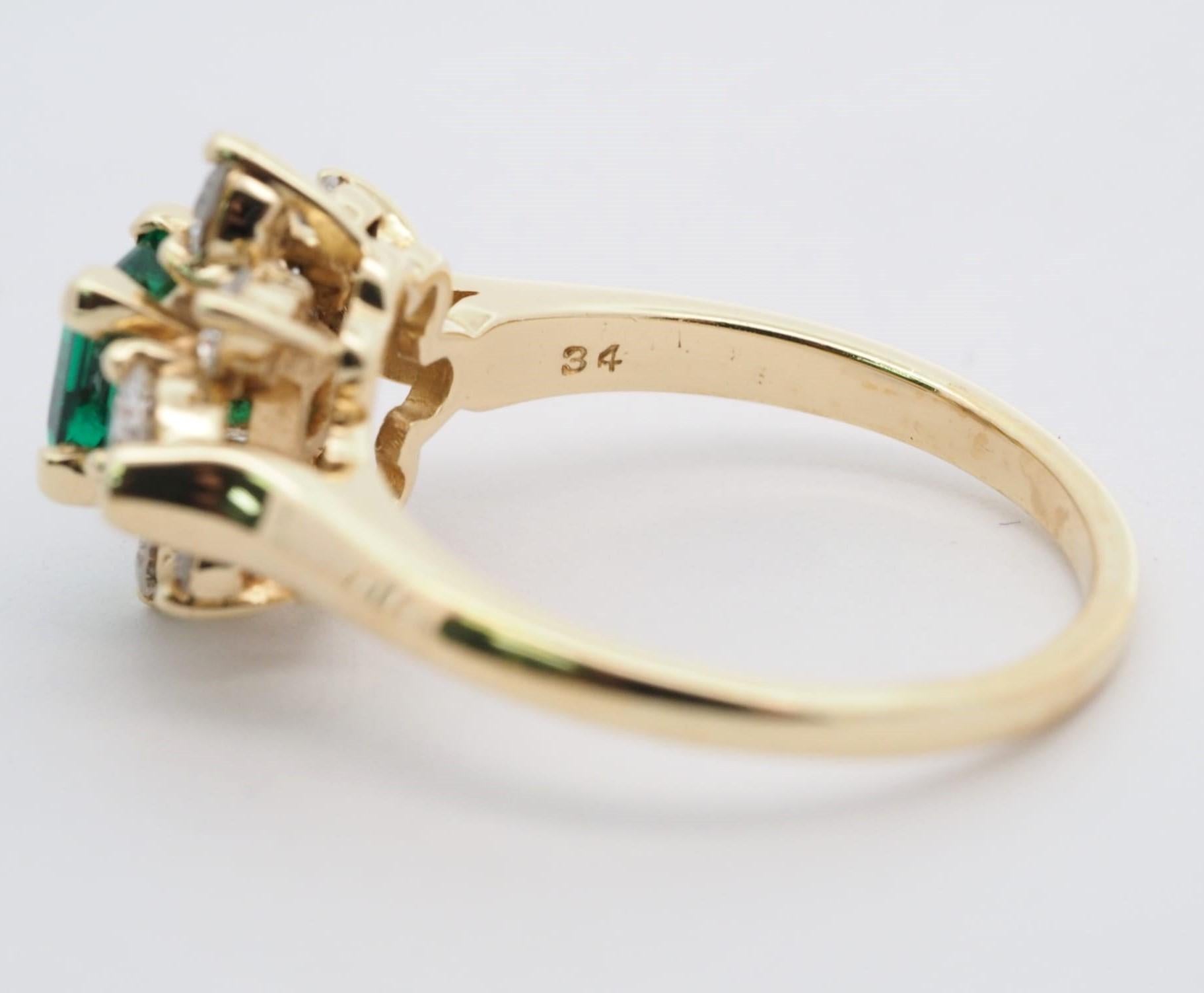 Kurt Wayne Designer signierter Ring aus 18 Karat Gelbgold mit 0,90 Karat Smaragd und 0,92 Karat Diamant im Zustand „Hervorragend“ im Angebot in Addison, TX