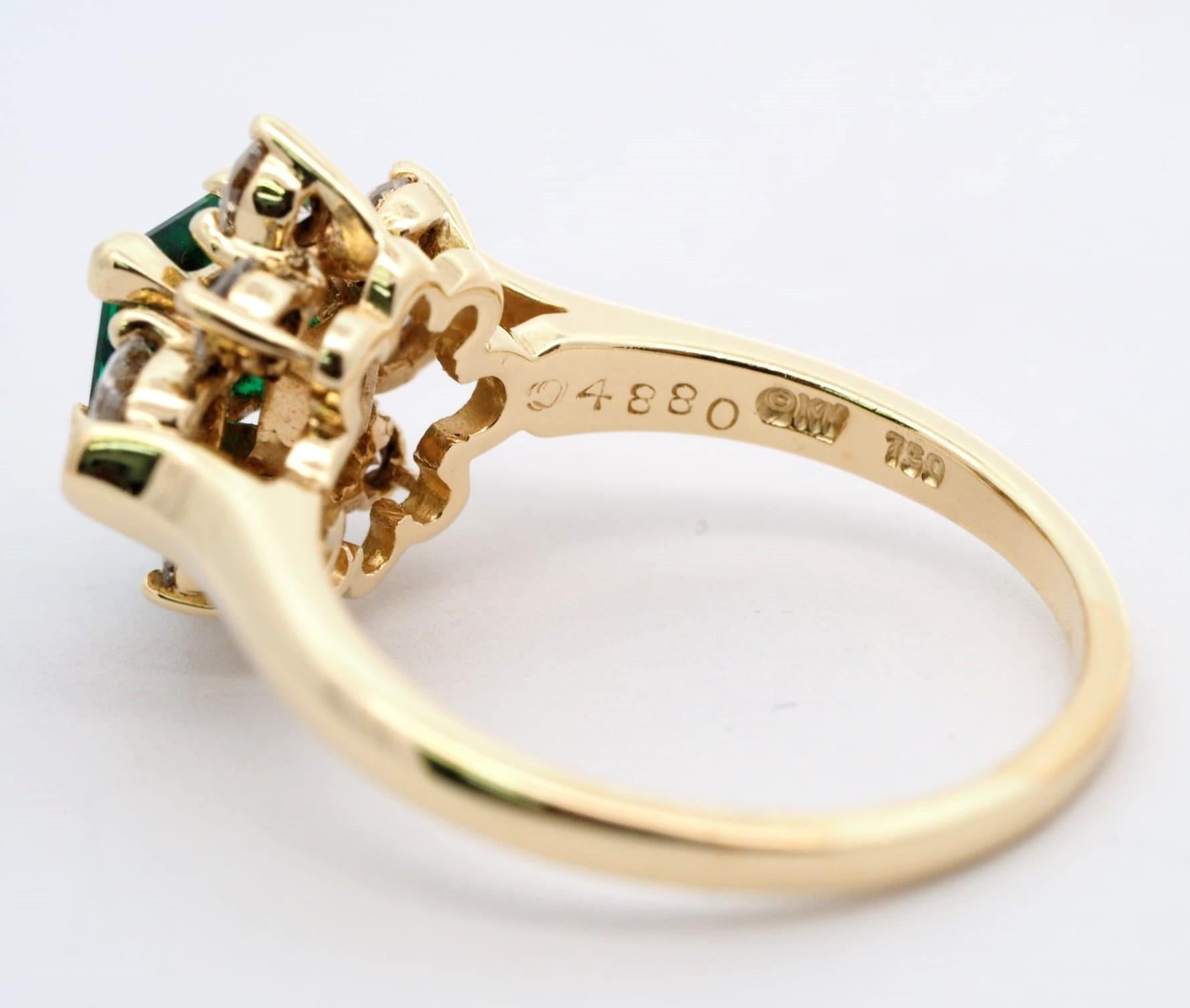 Kurt Wayne Designer signierter Ring aus 18 Karat Gelbgold mit 0,90 Karat Smaragd und 0,92 Karat Diamant Damen im Angebot