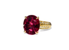 Kurt Wayne 11,42 Karat Ovaler Rhodolith Granat und Diamant Cocktail-Ring