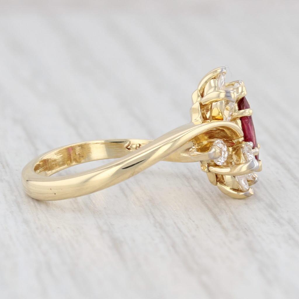 Women's Kurt Wayne 1.15ctw Marquise Ruby Diamond Cluster Ring 18k Yellow Gold Size 6.5 For Sale