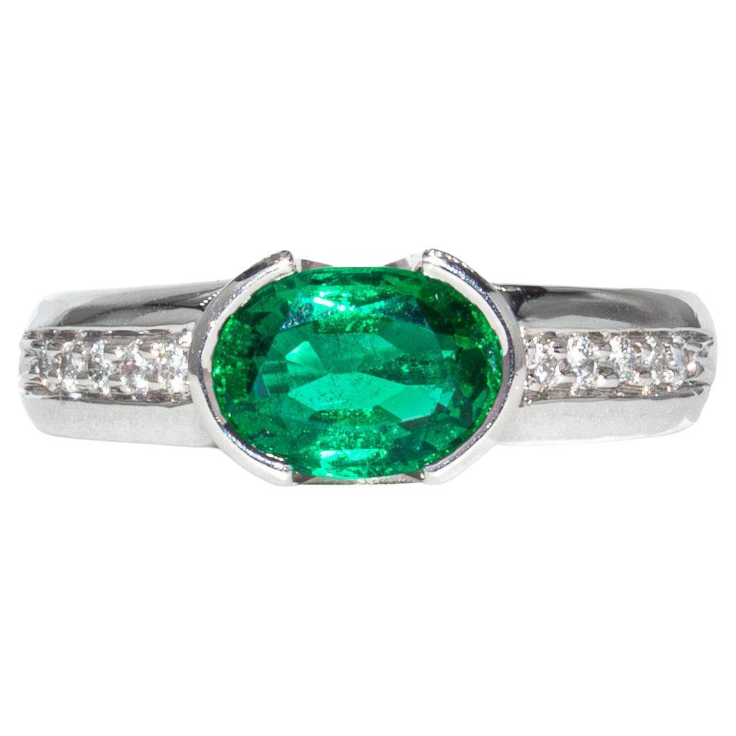 Kurt Wayne 1.20 Carat Oval Emerald and Diamond Ring