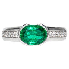 Kurt Wayne 1.20 Carat Oval Emerald and Diamond Ring