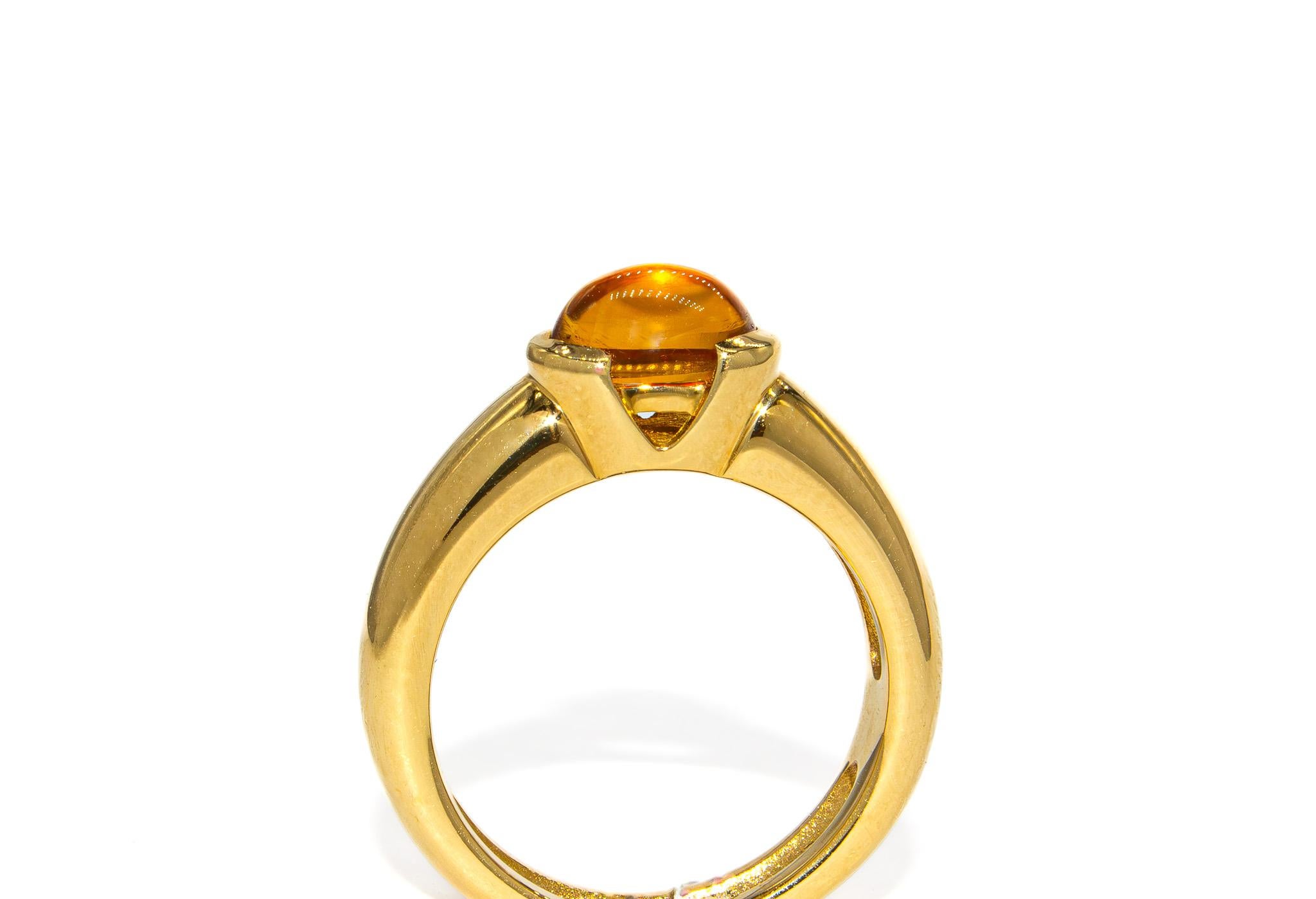 Women's or Men's Kurt Wayne 1.44 Carat Citrine Cabochon Cocktail Ring For Sale
