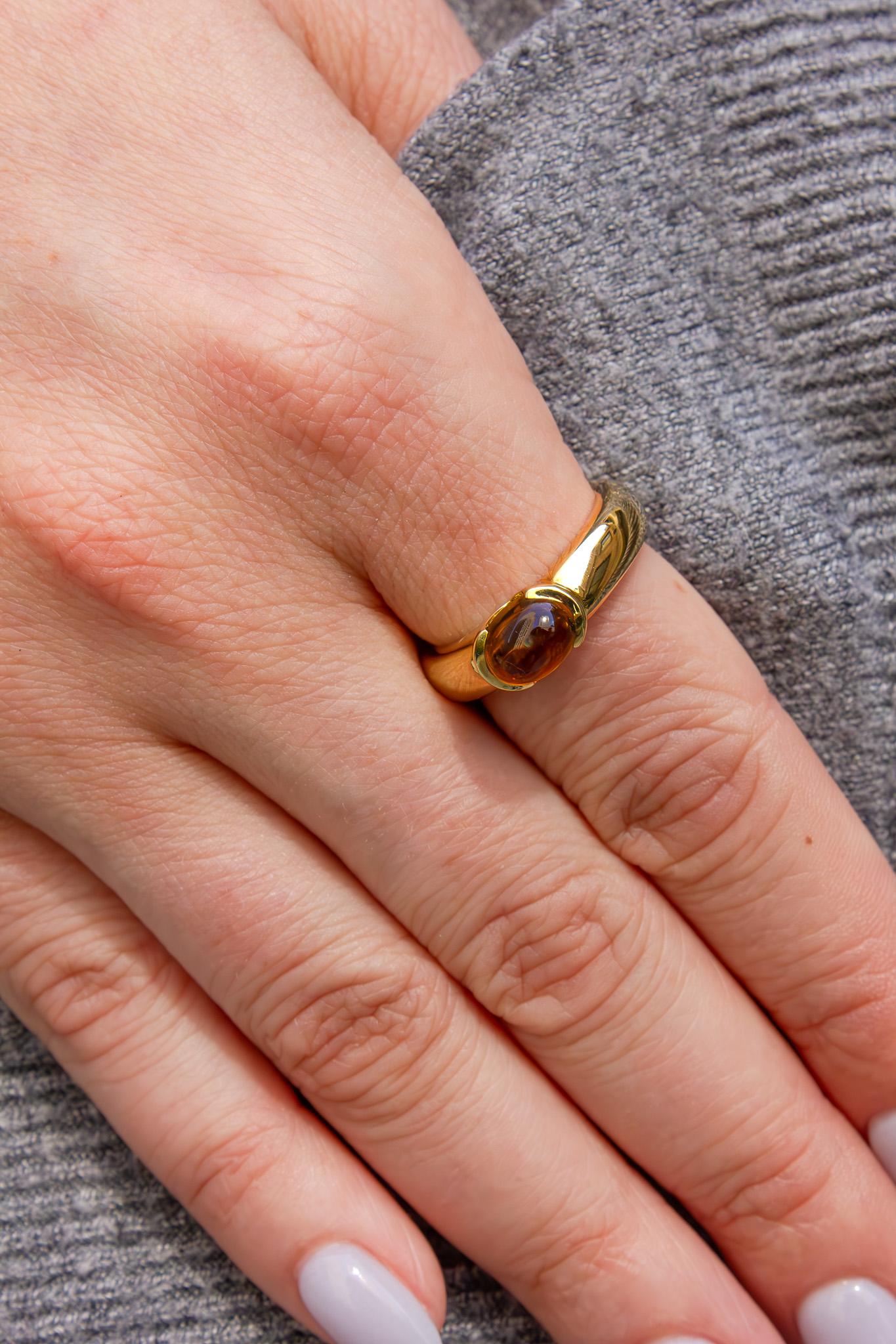 Kurt Wayne 1.44 Carat Citrine Cabochon Cocktail Ring For Sale 1