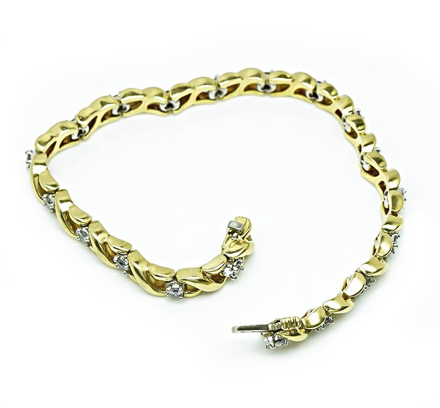 Pulsera de oro con diamantes Kurt Wayne de 1,50 ct Corte redondo en venta