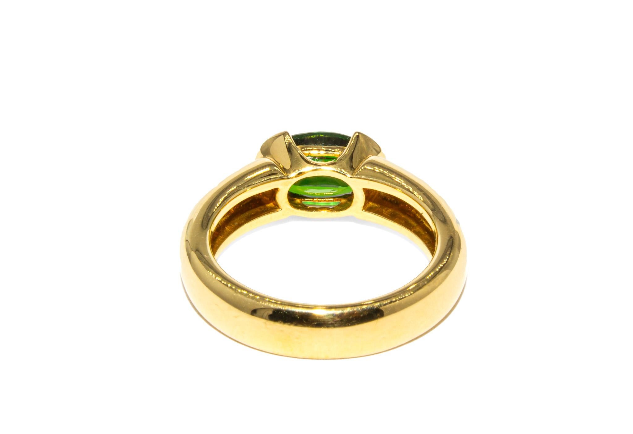 Oval Cut Kurt Wayne 1.78 Carat Oval Tourmaline and Diamond Ring For Sale