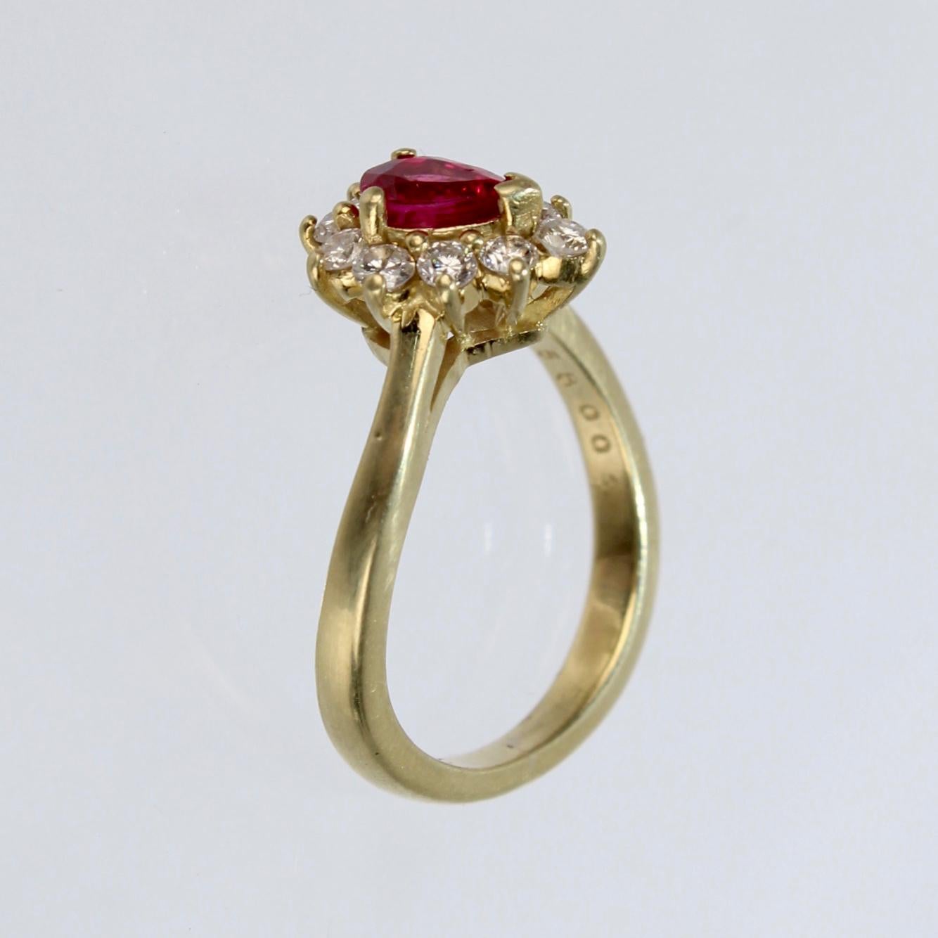 Pear Cut Kurt Wayne 18 Karat Gold, Ruby, and Diamond Cocktail Ring For Sale