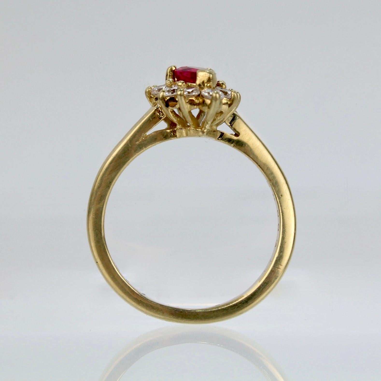 Pear Cut Kurt Wayne 18 Karat Gold, Ruby, and Diamond Cocktail Ring For Sale