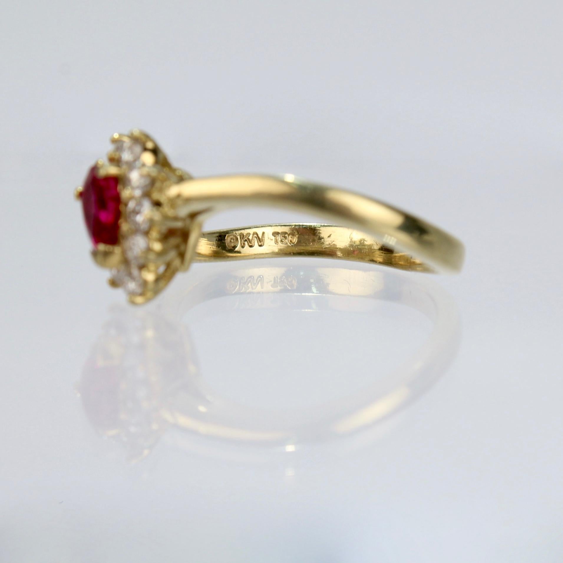 Women's Kurt Wayne 18 Karat Gold, Ruby, and Diamond Cocktail Ring For Sale