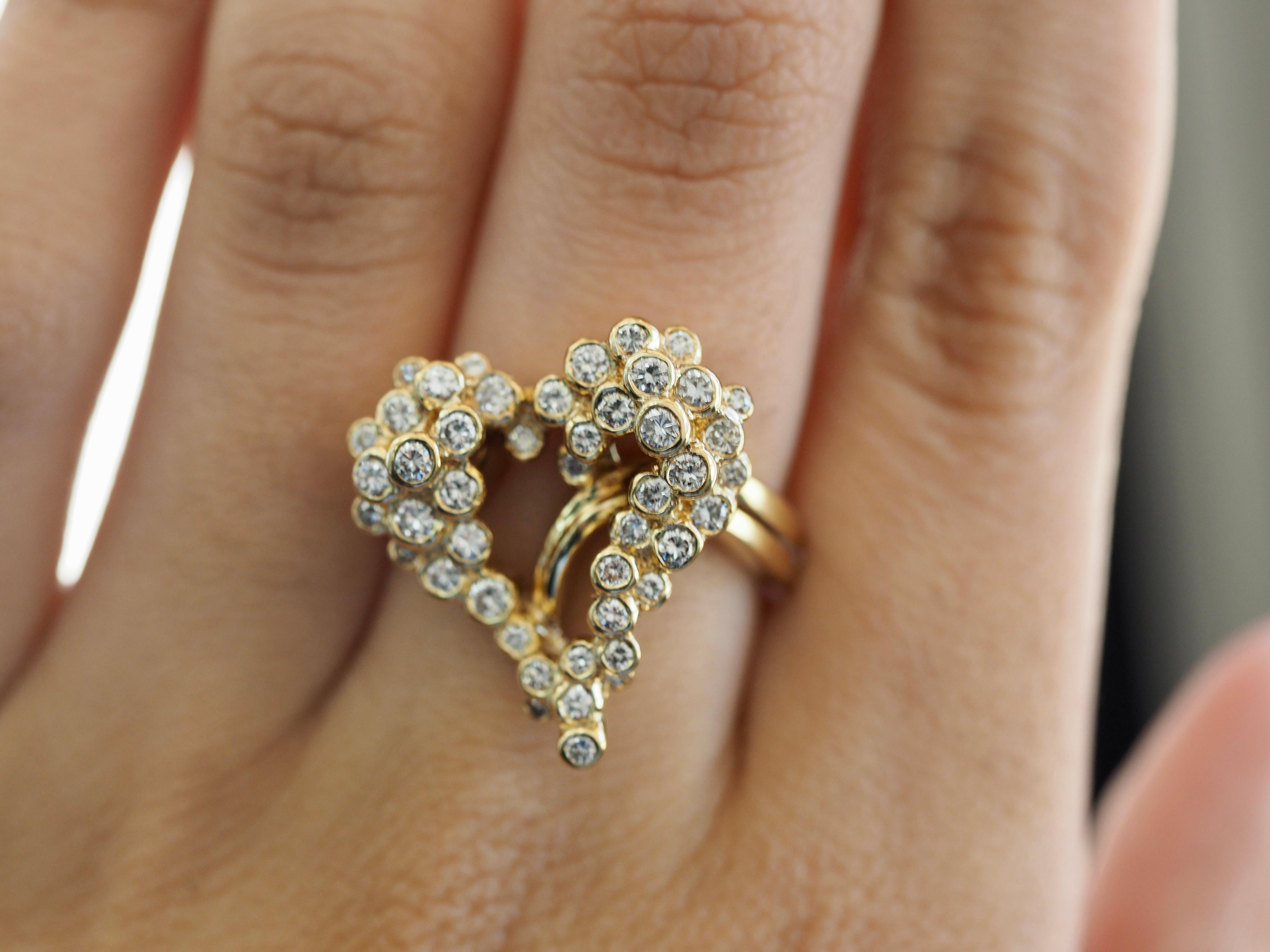 Women's or Men's Kurt Wayne 18 Karat Yellow Gold Diamond Heart Ring