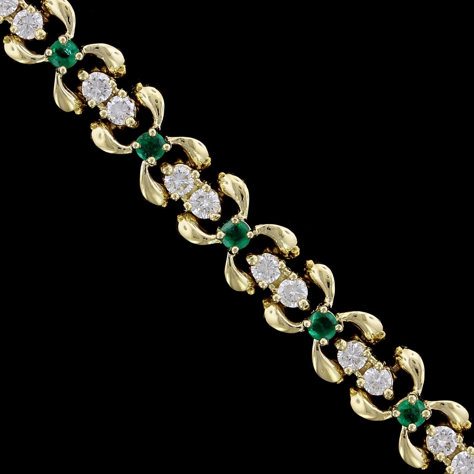 Women's Kurt Wayne 18 Karat Yellow Gold Emerald and Diamond Bracelet