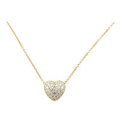 Kurt Wayne 18 Karat Yellow Gold Pave Diamond Heart Pendant Necklace