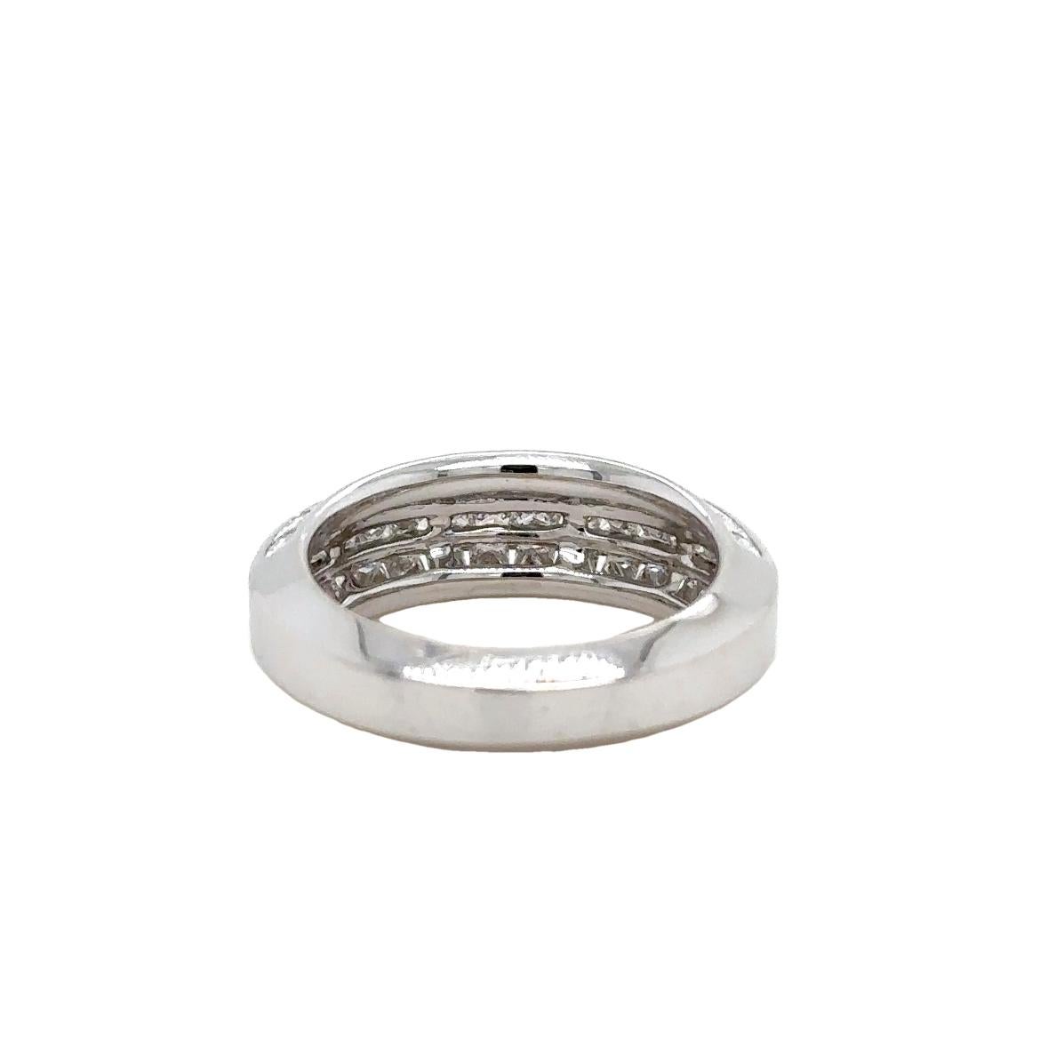 Princess Cut Kurt Wayne 18 KT White Gold Diamond Band Ring For Sale