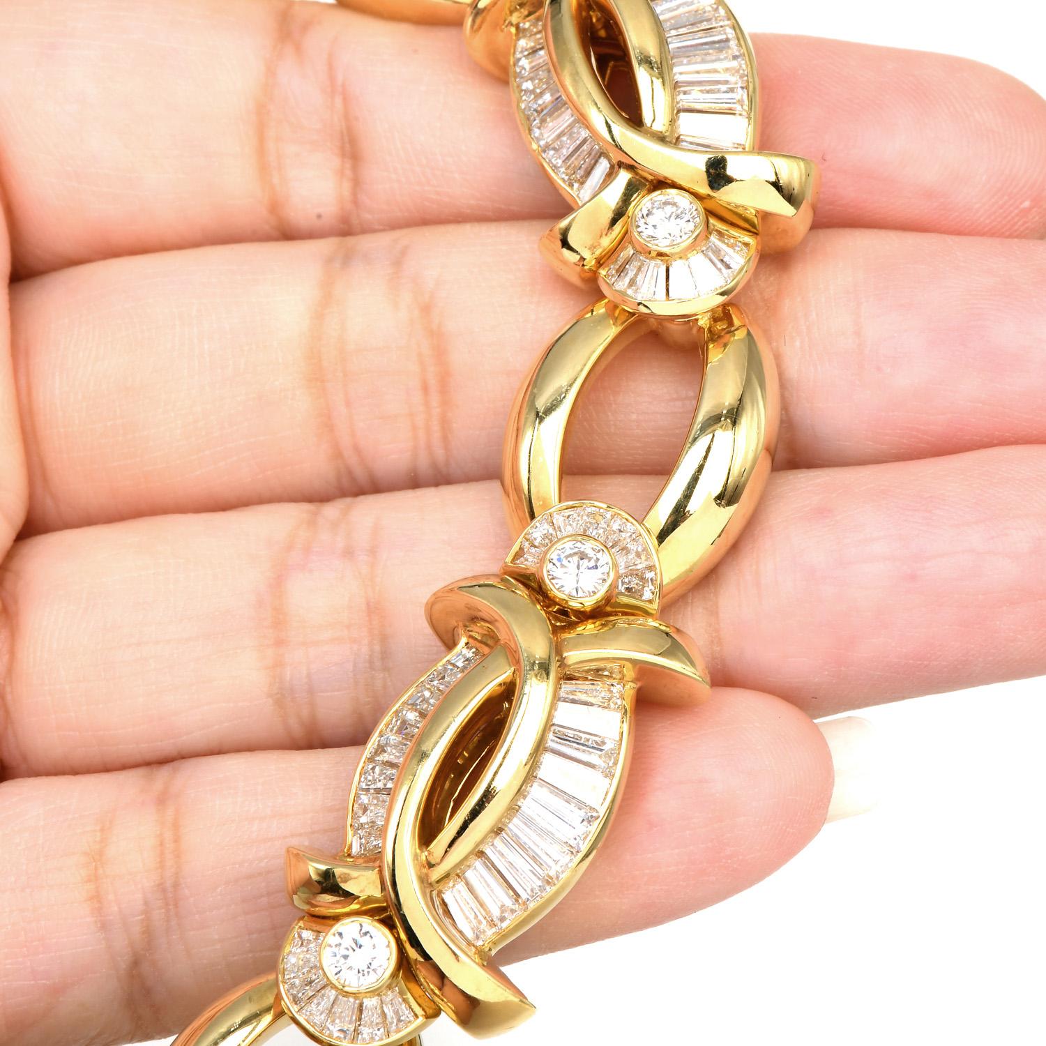 Kurt Wayne 18.50cts Diamond 18K Yellow Gold Oval Link Celebrity Necklace In Excellent Condition For Sale In Miami, FL