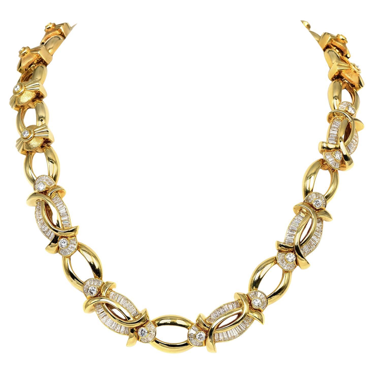 Kurt Wayne Collier celebrity à maillons ovales en or jaune 18 carats et diamants 18,50 carats