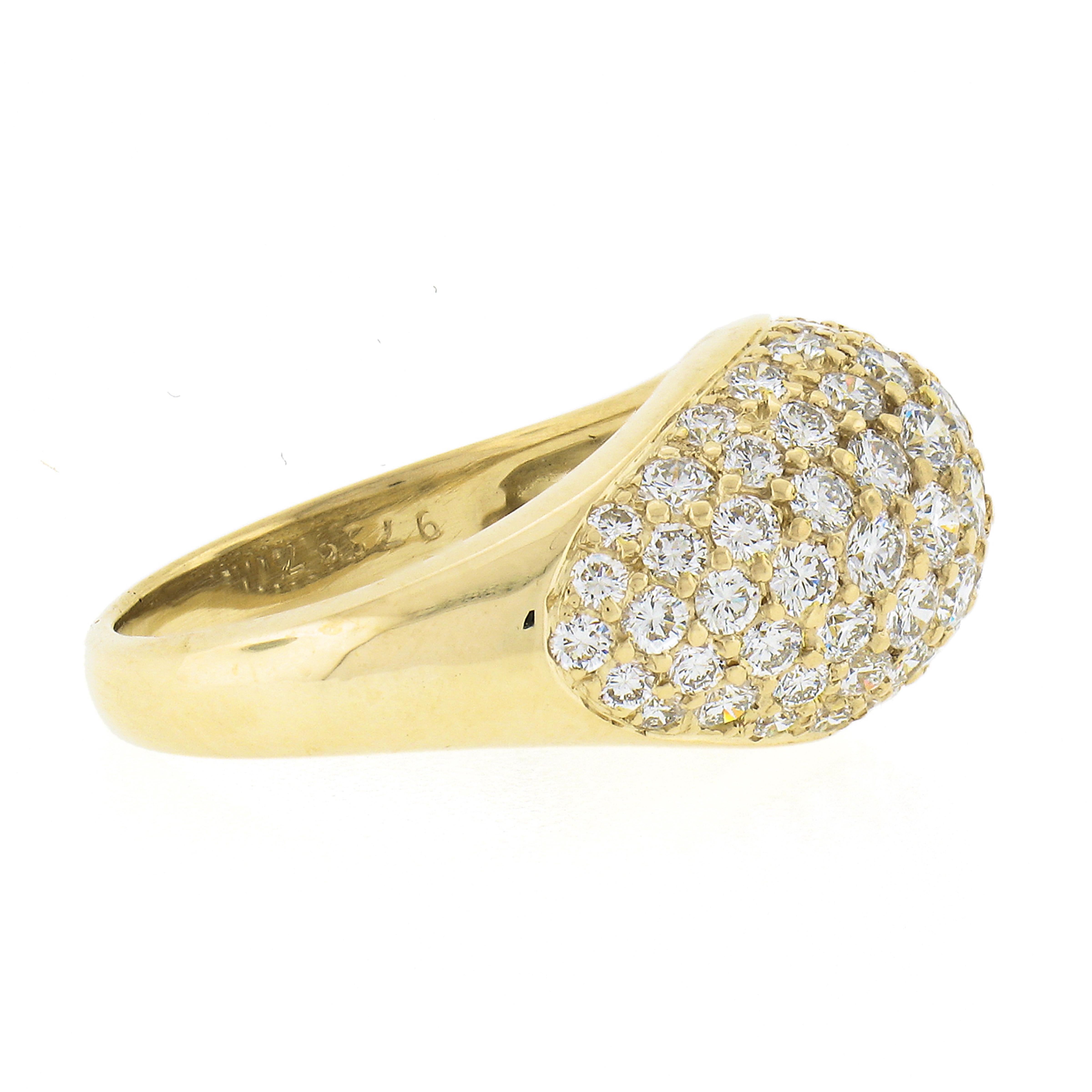 Kurt Wayne Breiter gewölbter Bandring aus 18 Karat Gold mit rundem Brillanten, 2,25 Karat Damen