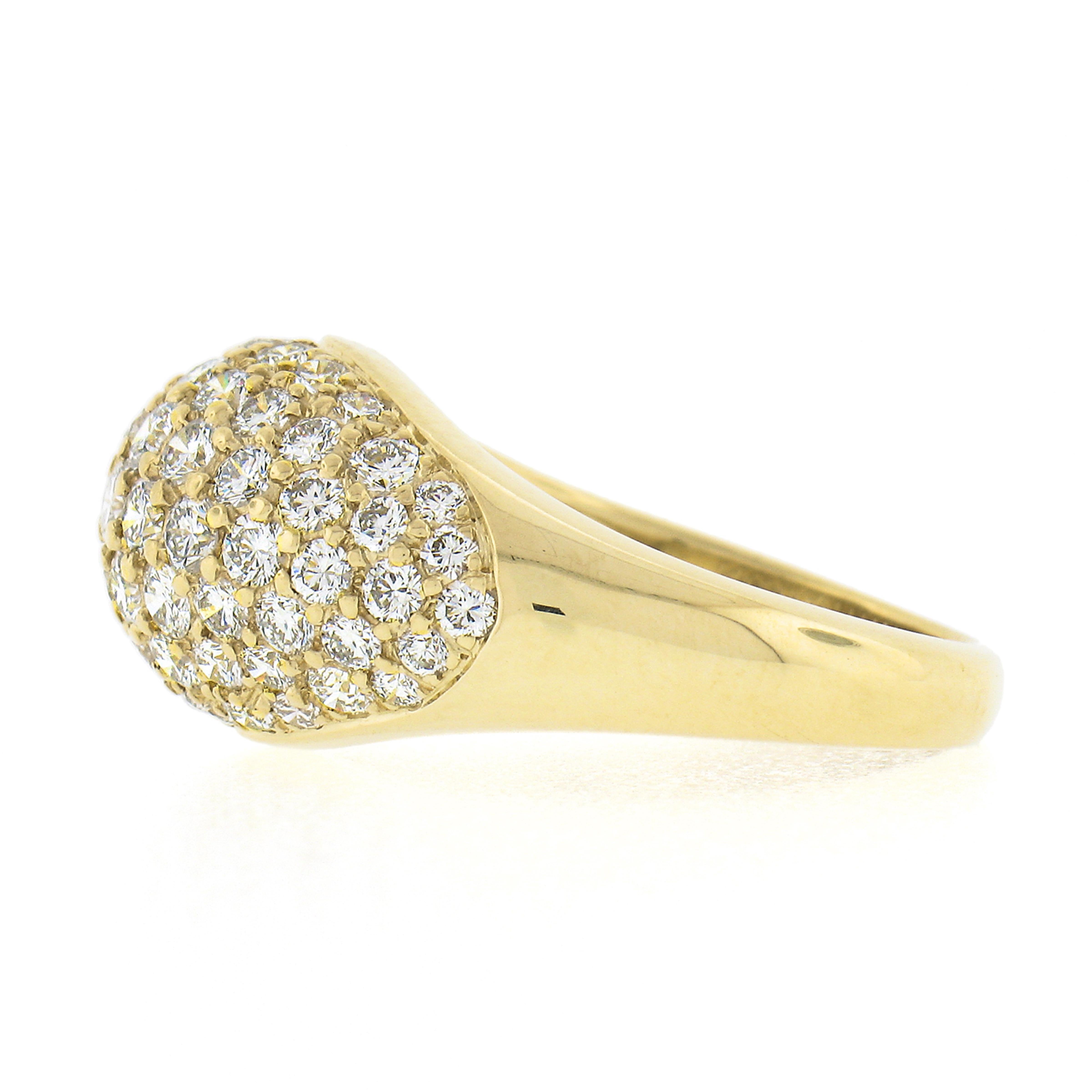 Women's Kurt Wayne 18k Gold 2.25ctw Pave Round Brilliant Diamond Wide Domed Band Ring For Sale