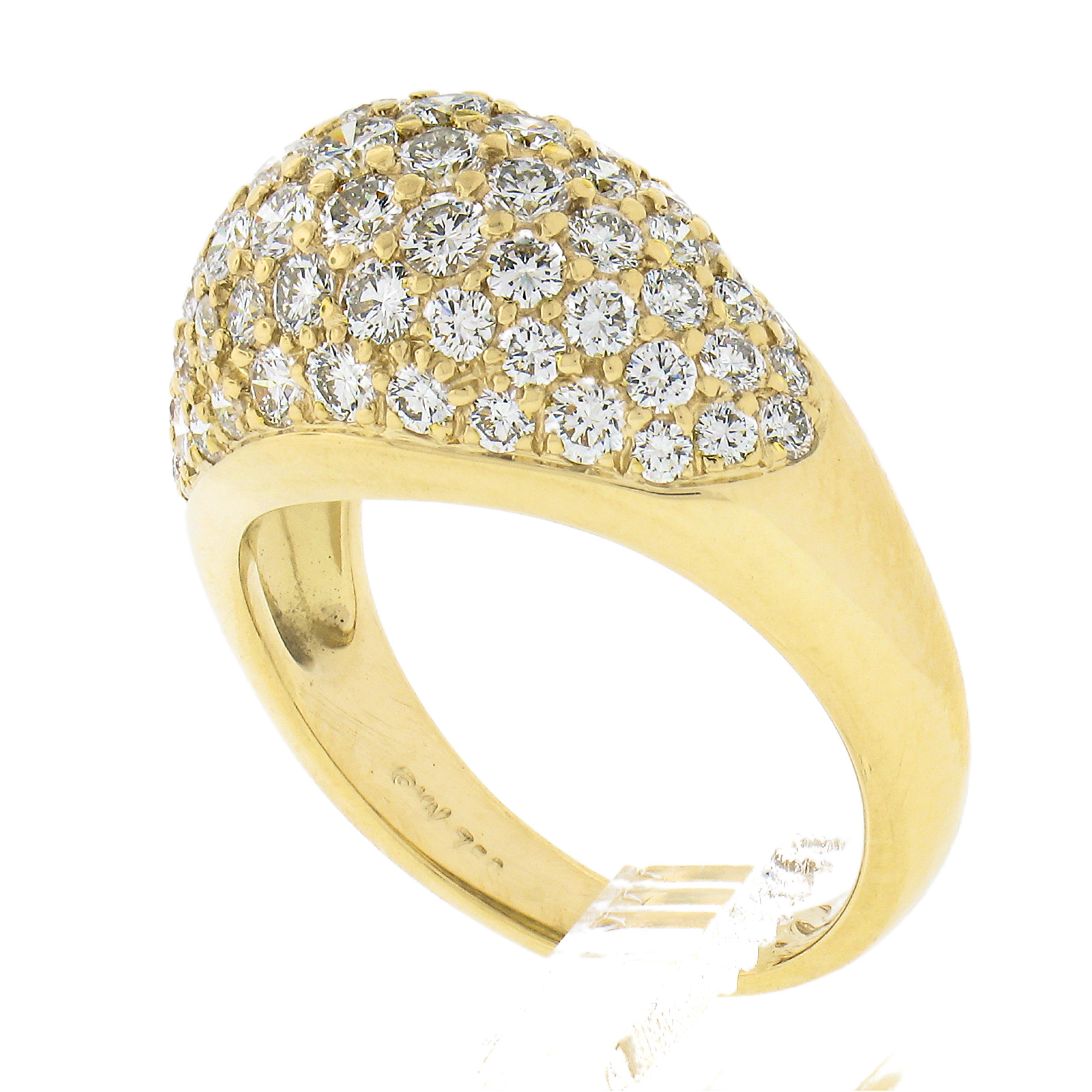 Kurt Wayne 18k Gold 2.25ctw Pave Round Brilliant Diamond Wide Domed Band Ring For Sale 3
