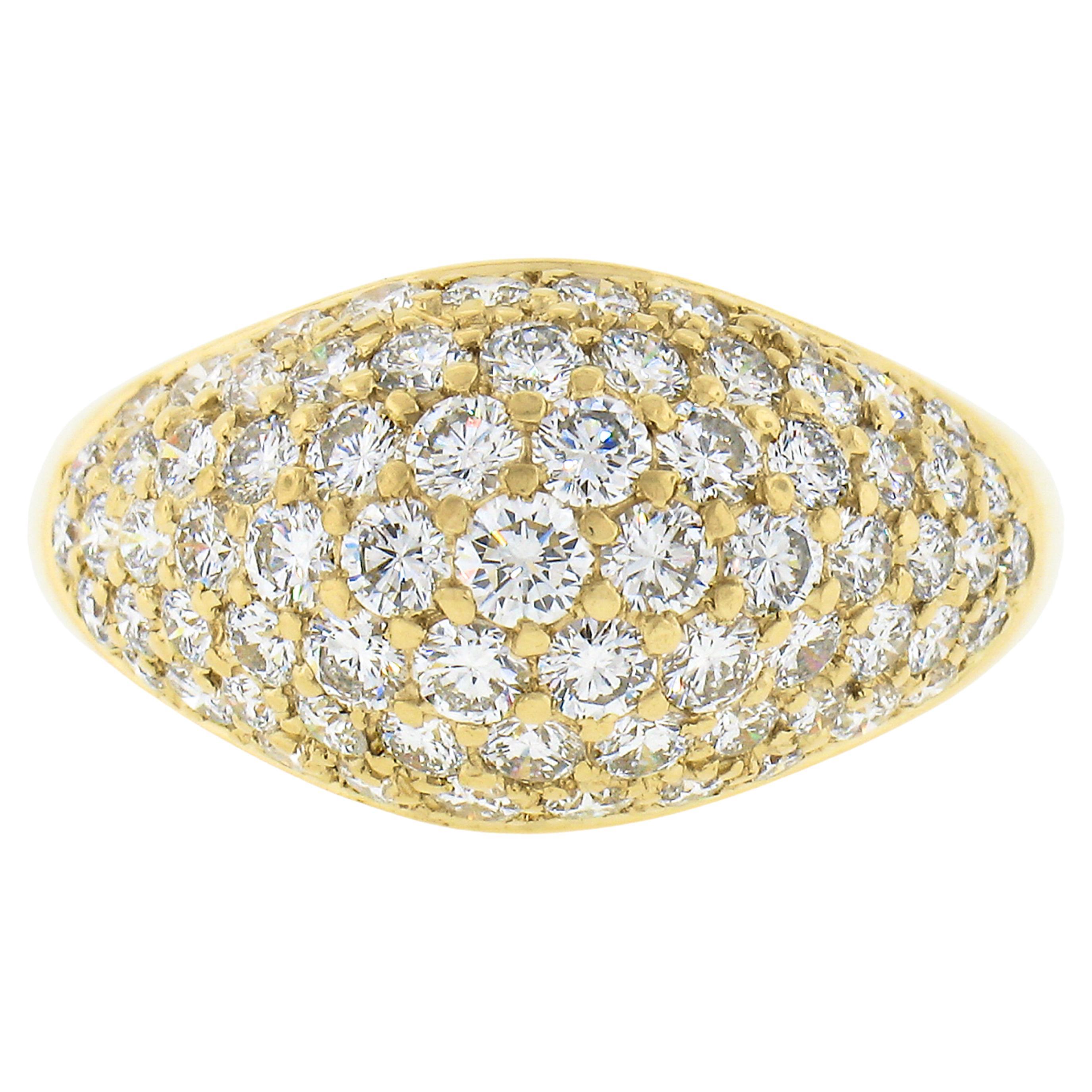 Kurt Wayne 18k Gold 2.25ctw Pave Round Brilliant Diamond Wide Domed Band Ring For Sale