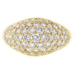 Kurt Wayne Bague jonc à dôme large en or 18 carats avec diamants ronds et brillants pavés de 2,25 carats