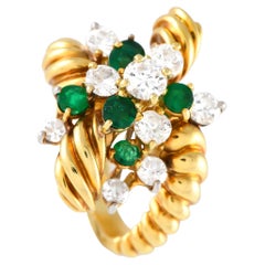 Anello Kurt Wayne in oro giallo 18 carati con diamante e smeraldo da 1,51 carati