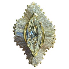 Kurt Wayne Verlobungsring aus 18-karätigem Gelbgold mit einem Marquise-Diamanten (8,27 Karat, GIA-Zertifikat)