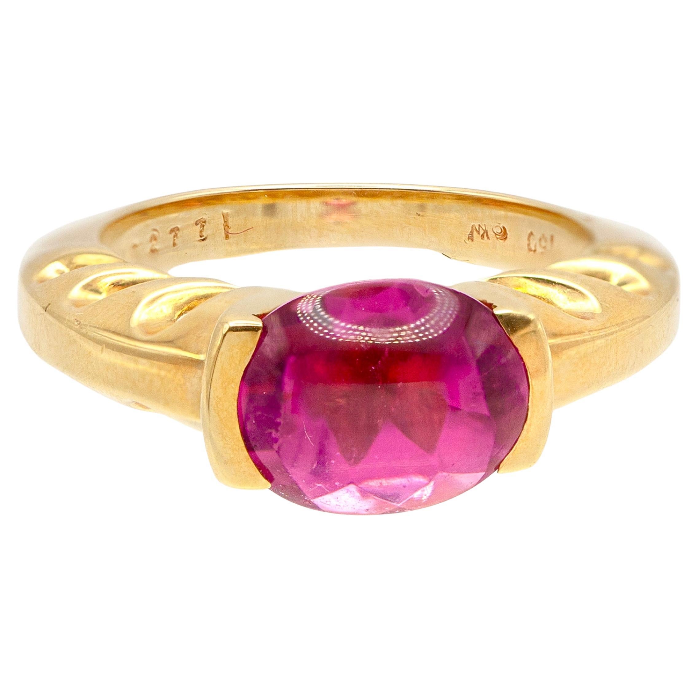 Kurt Wayne 18K Gelbgold Rosa Turmalin Ring im Angebot