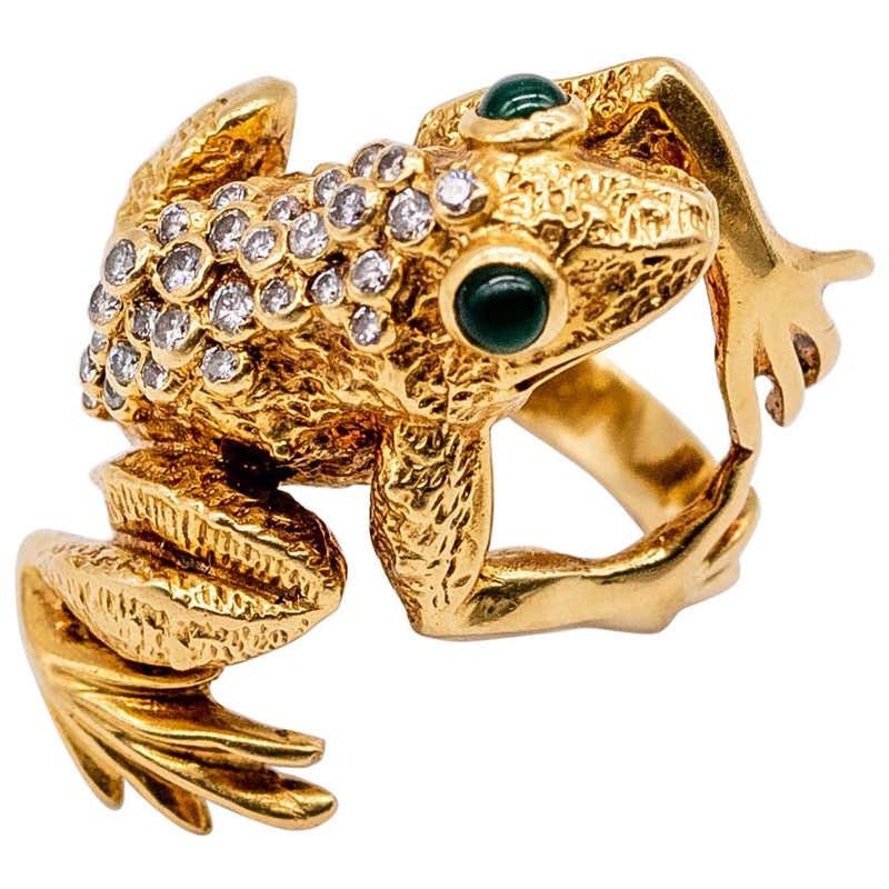 Kurt Wayne 1960s Gold Diamond Frog Ring For Sale at 1stDibs