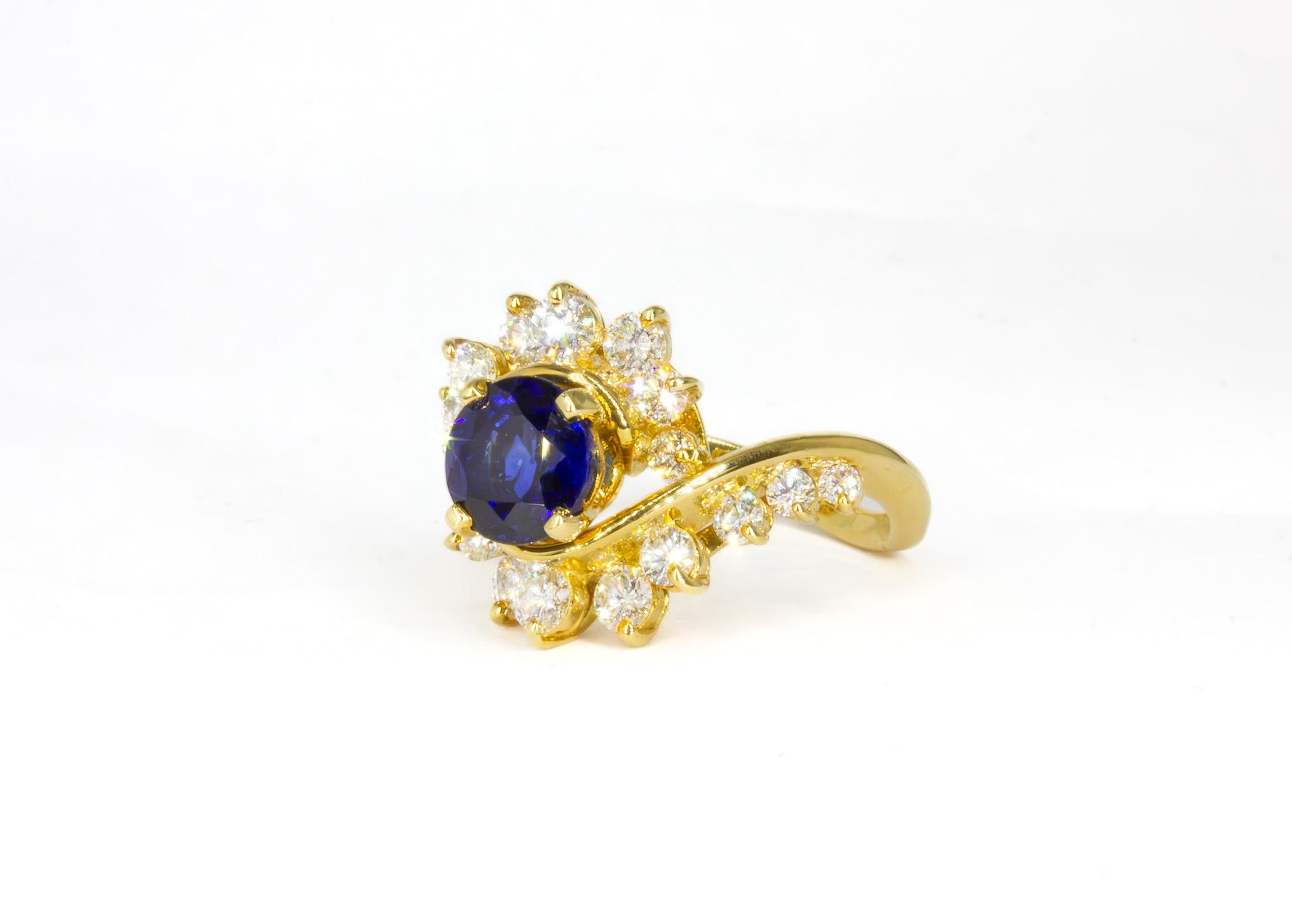 Contemporary Kurt Wayne 2.02 Carat Round Sapphire and Diamond Ring For Sale