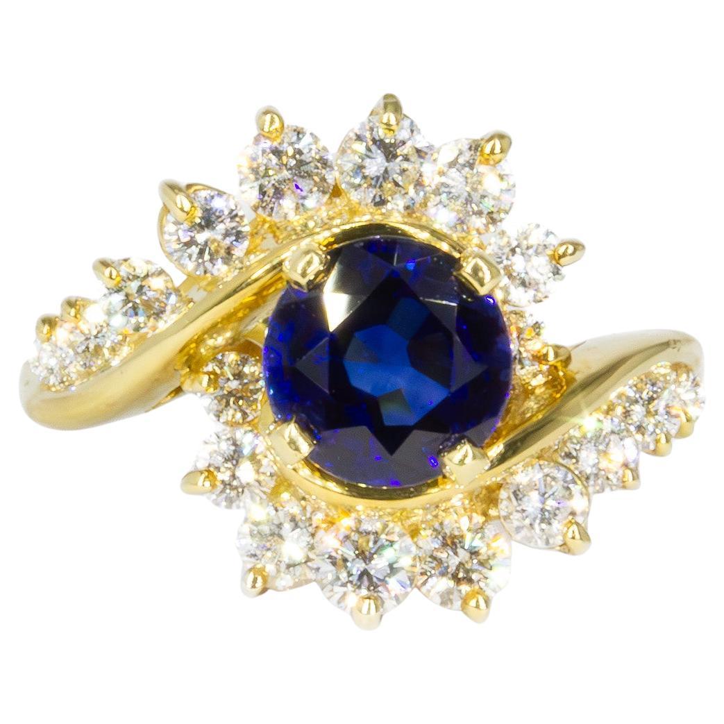 Kurt Wayne 2.02 Carat Round Sapphire and Diamond Ring
