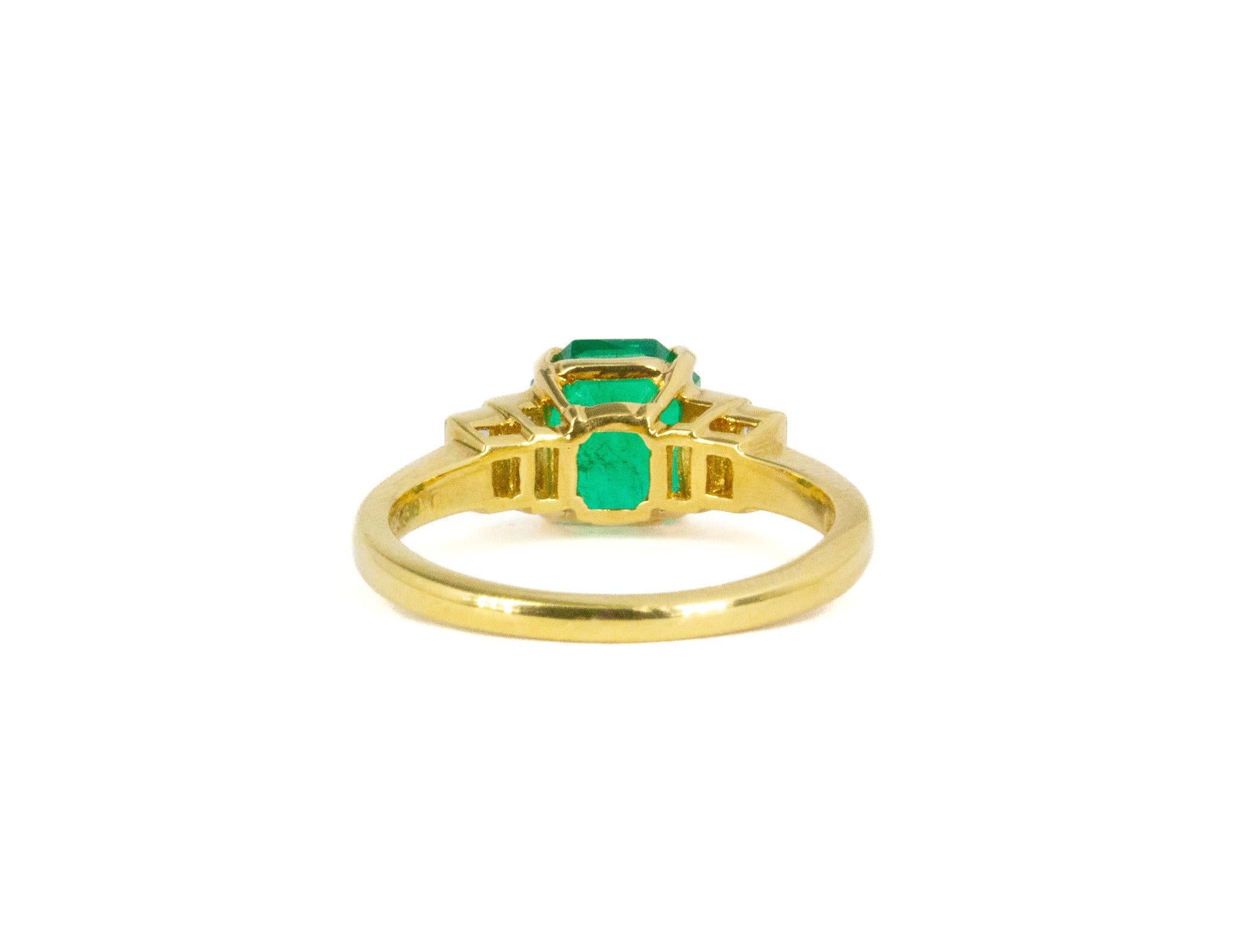Kurt Wayne 2.27 Carat Step Cut Emerald and Diamond Five Stone Ring In New Condition For Sale In New York, NY